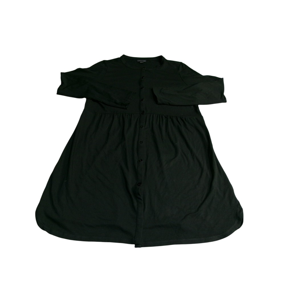 J. Jill Wearever Collection Black Button Down Stretch Tunic Midi Dress Small